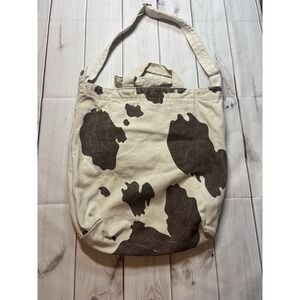 Baggu Medium Cow Print Canvas Tote Bag Cream Brown